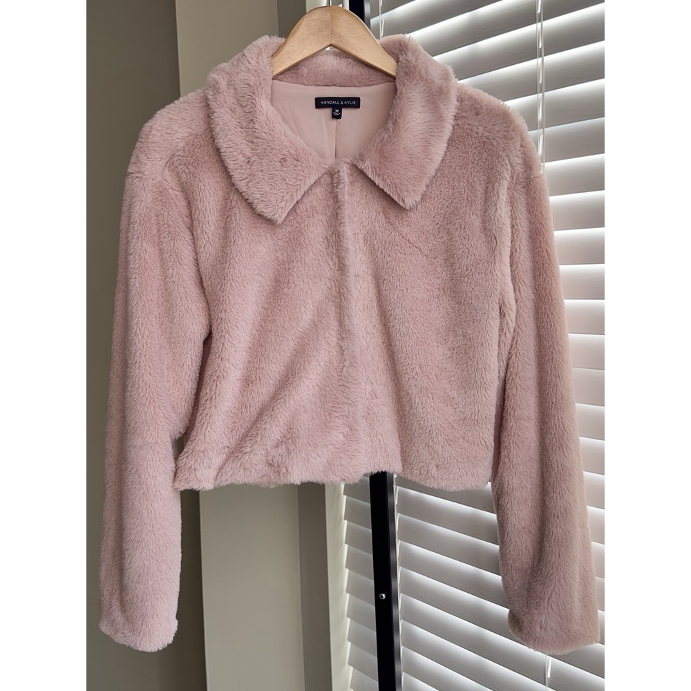 Kendall & Kylie‎ Cropped Jacket Pink Faux Fur Size Medium Excellent Condition